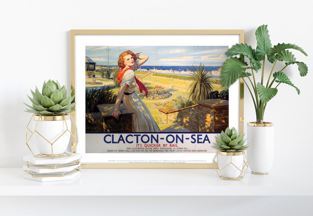 Clacton-On-Sea, Girl With Red Hair White Dress - Art Print