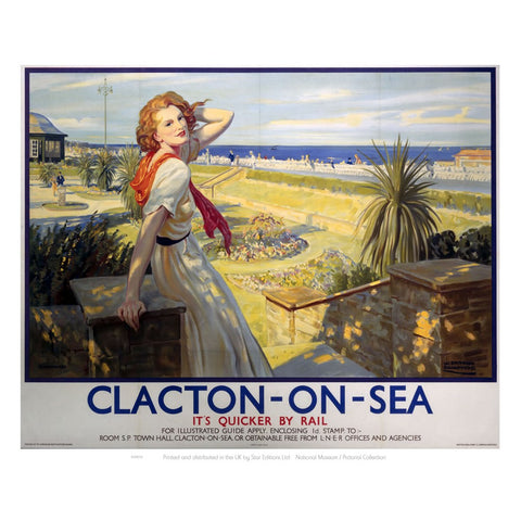 Clacton Girl with Red Hair White Dress 24" x 32" Matte Mounted Print