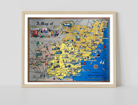 A Map Of Essex - Suffolk - Hertfordshire - 11X14inch Premium Art Print