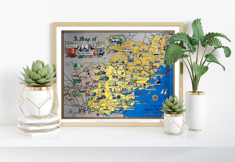 A Map Of Essex - Suffolk - Hertfordshire - 11X14inch Premium Art Print