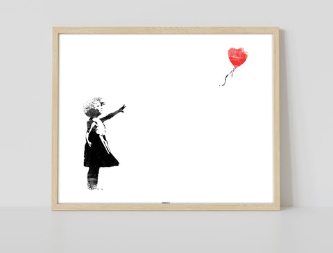 Graffiti Art - Girl With Heart Balloon - Premium Art Print