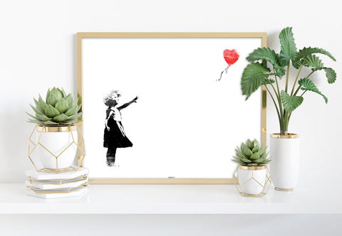 Graffiti Art - Girl With Heart Balloon - Premium Art Print