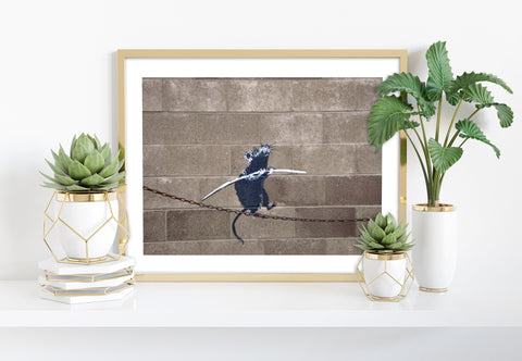 Rat Walking Tight Tope - 11X14inch Premium Art Print