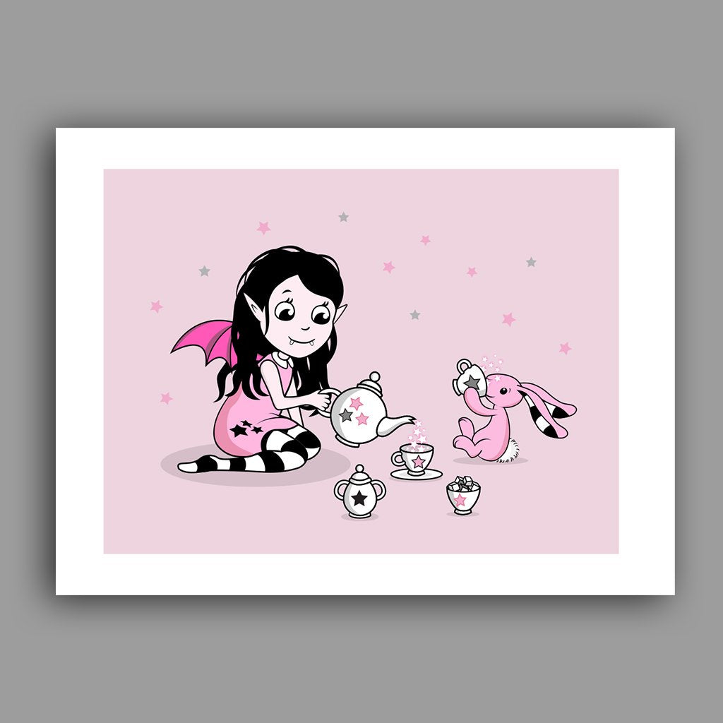 Isadora Moon and Pink Rabbit Tea Party 11x14" print