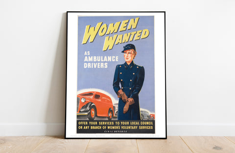 Poster - Women Wnated As Ambulance Drivers - Art Print