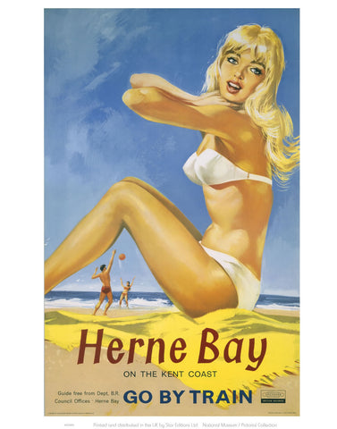 Herne Bay Girl in White Bikini 24" x 32" Matte Mounted Print