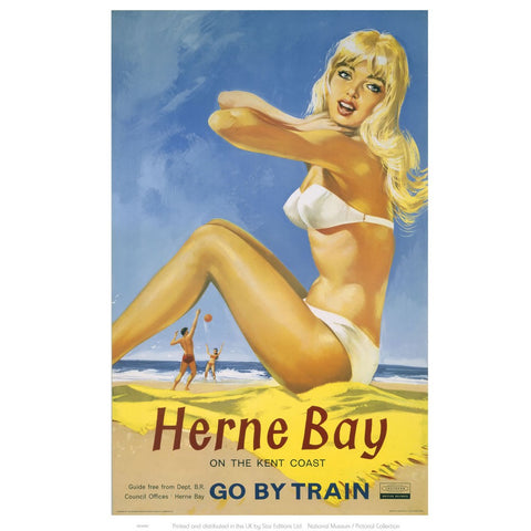 Herne Bay Girl in White Bikini 24" x 32" Matte Mounted Print