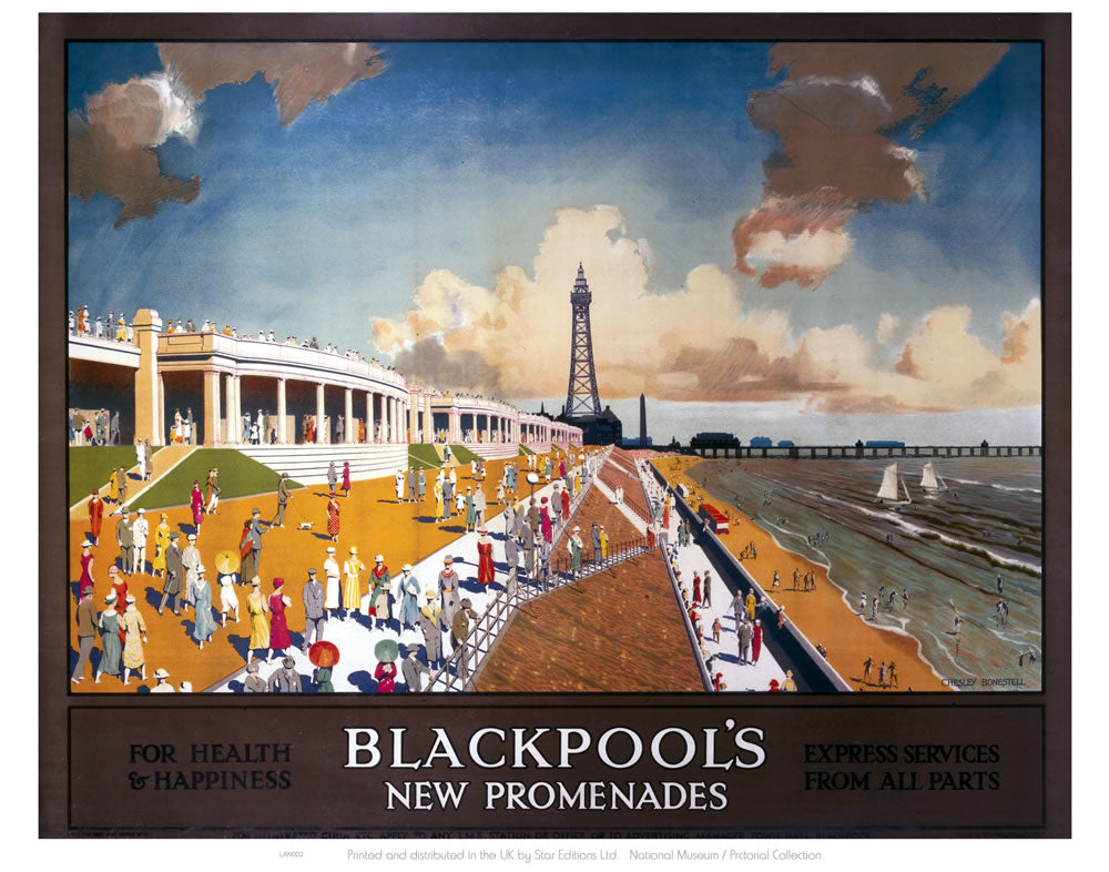 Blackpool New Promenades 24" x 32" Matte Mounted Print