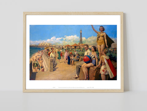 Blackpool Busy Seafront - 11X14inch Premium Art Print