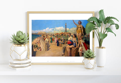 Blackpool Busy Seafront - 11X14inch Premium Art Print