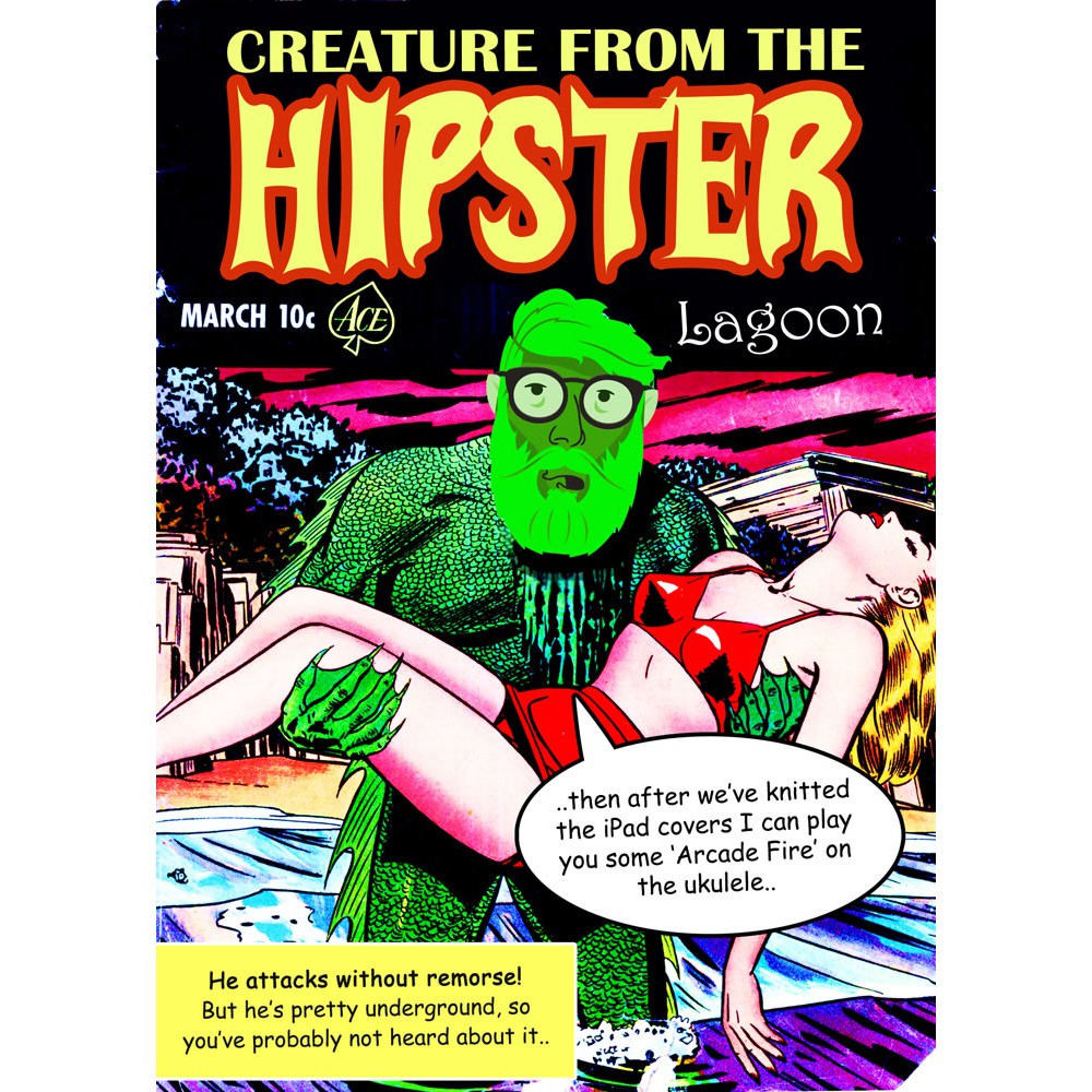Creature From The Hipster Lagoon Greeting Card 7x5