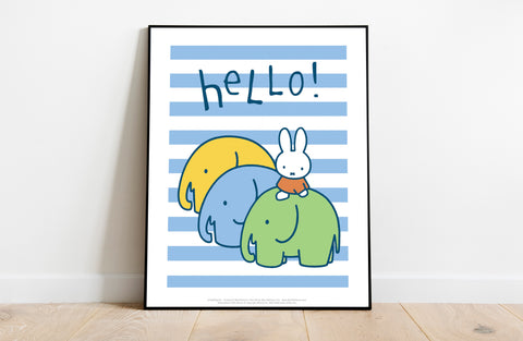 Miffy - Saying Hello With 3 Elephants - Premium Art Print