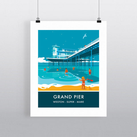 Grand Pier, Weston Super Mare, Somerset 20cm x 20cm Mini Mounted Print