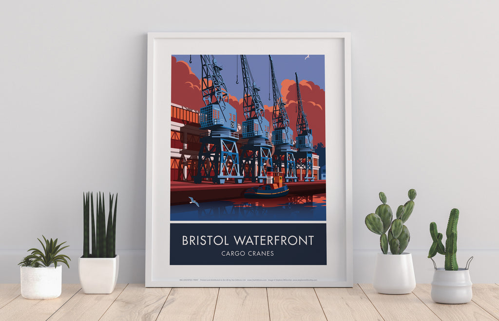 Bristol, Waterfront Cranes By Stephen Millership Art Print