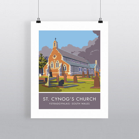 St Cynogs Church, Wales 20cm x 20cm Mini Mounted Print