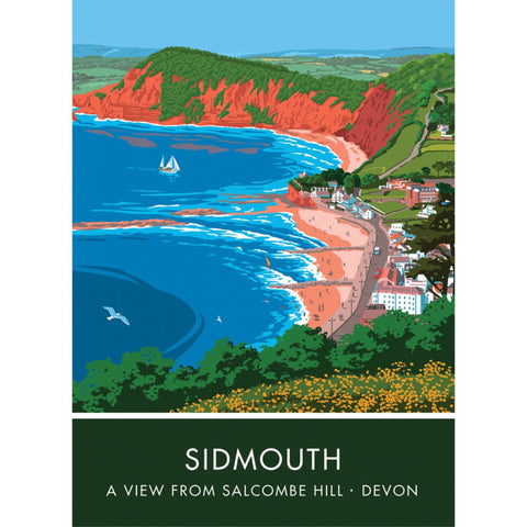 Salcombe Hill, Sidmouth, Devon 20cm x 20cm Mini Mounted Print