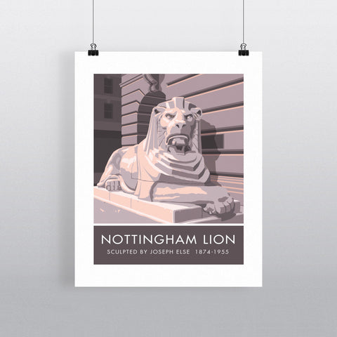 The Nottingham Lion, Nottingham 20cm x 20cm Mini Mounted Print