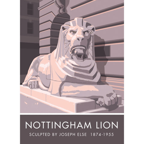 The Nottingham Lion, Nottingham 20cm x 20cm Mini Mounted Print
