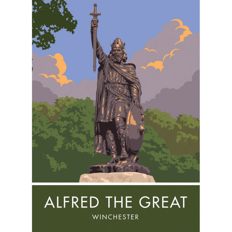 Alfred the Great, Winchester, Hampshire 20cm x 20cm Mini Mounted Print