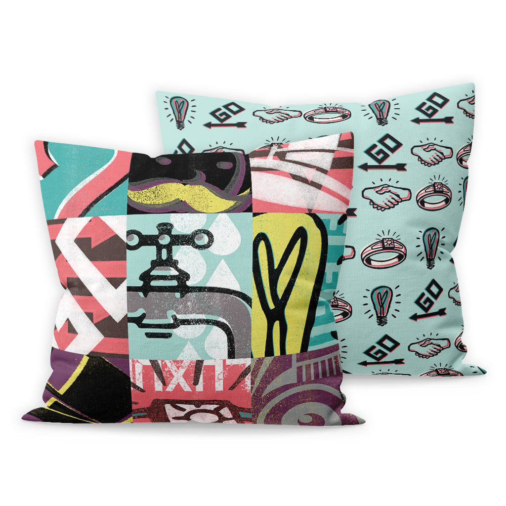 Monopoly Retro Bright Tiled Print Cushion