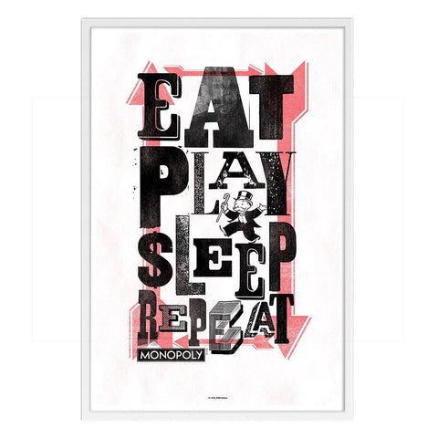 Eat, Play, Sleep Retro - 61x40cm Art Print