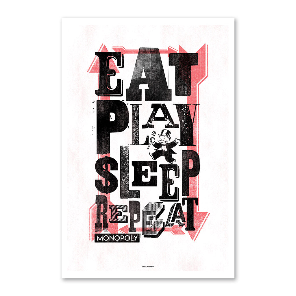 Eat, Play, Sleep Retro - 61x40cm Art Print