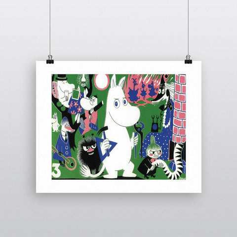Moomintroll and Friends Green Background 11x14 Print