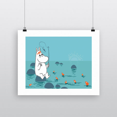 Moomintroll fishing 11x14 Print
