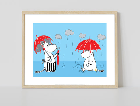 Moomin In The Rain - 11X14inch Premium Art Print