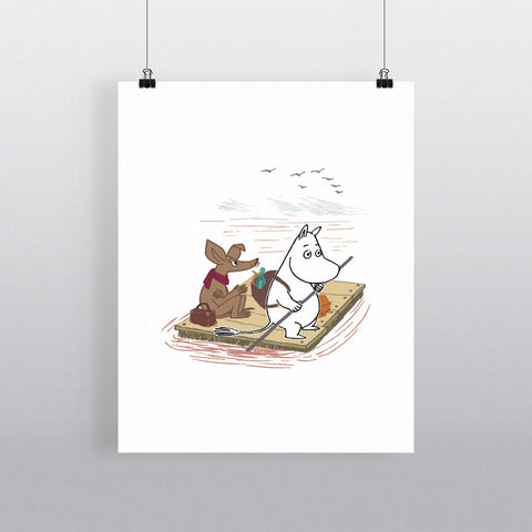 Moomintroll and Sniff on a Raft 11x14 Print