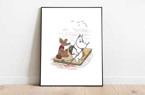 Moomintroll And Sniff On Floater In Water - Art Print