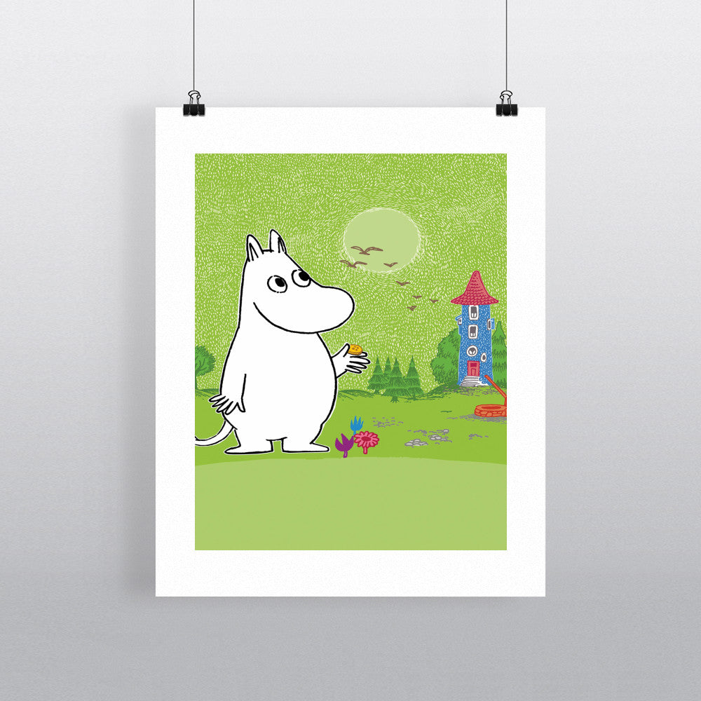 Moomintroll infront of the Moominhouse 11x14 Print