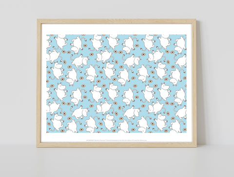 Moomins On Repeat - Blue - 11X14inch Premium Art Print