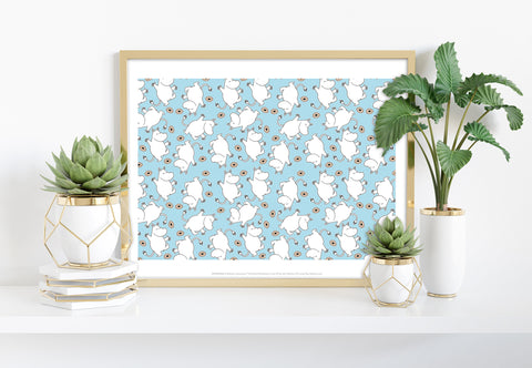 Moomins On Repeat - Blue - 11X14inch Premium Art Print