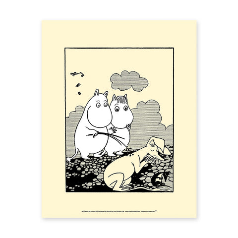 MOOMIN110: Moomin Sleeping Sniff. 11x14 Framed Print