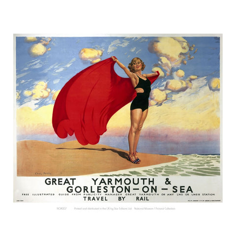 Great Yarmouth Girl with Red Blanket 24" x 32" Matte Mounted Print