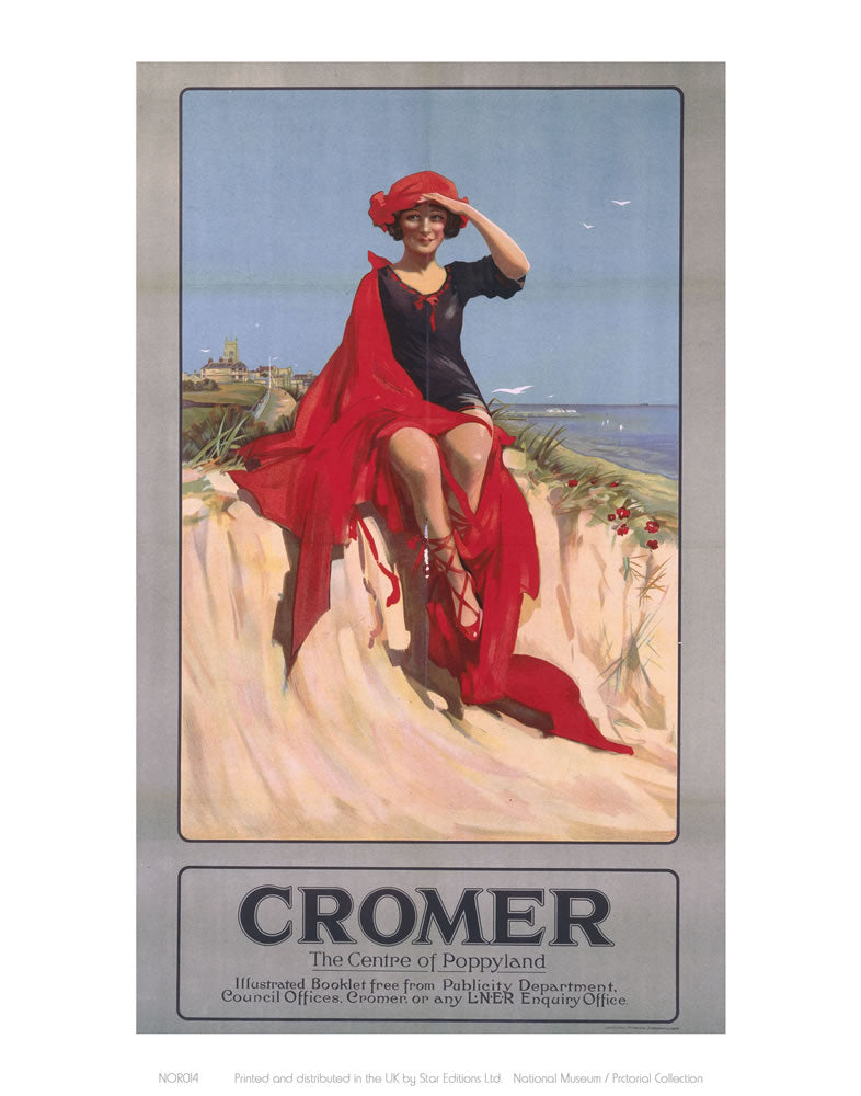 Cromer Girl with Red Material 24" x 32" Matte Mounted Print