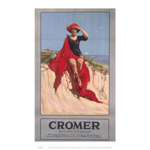 Cromer Girl with Red Material 24" x 32" Matte Mounted Print