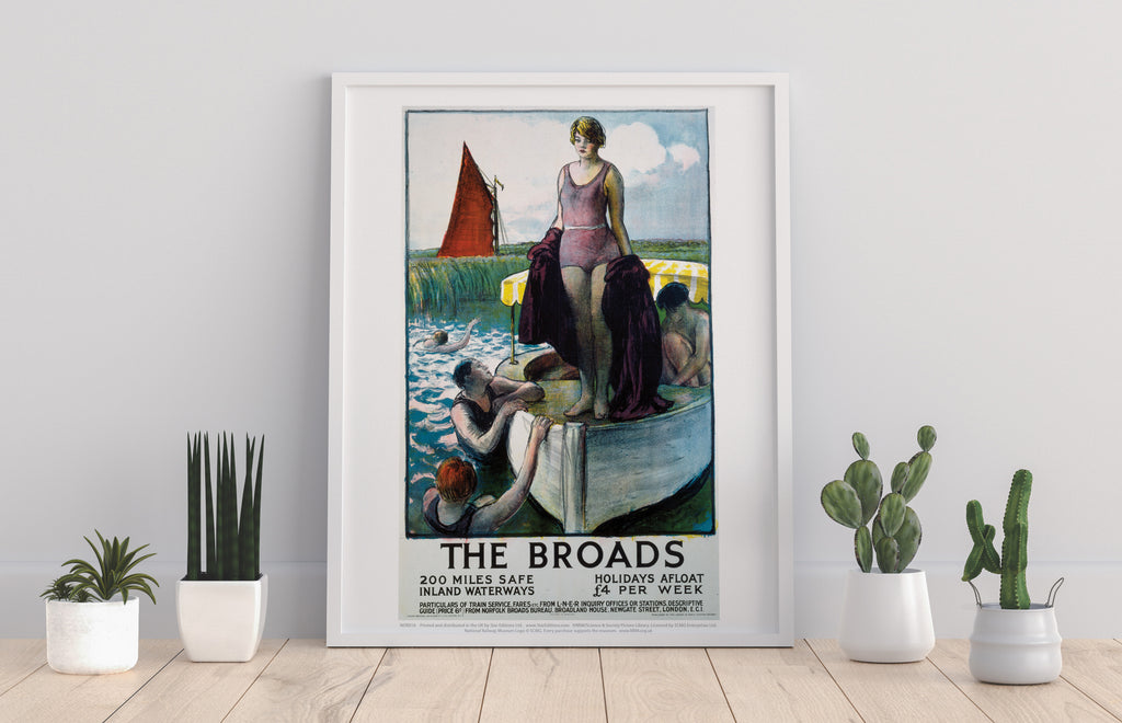 The Broads - Girl Standing On Boat - Premium Art Print