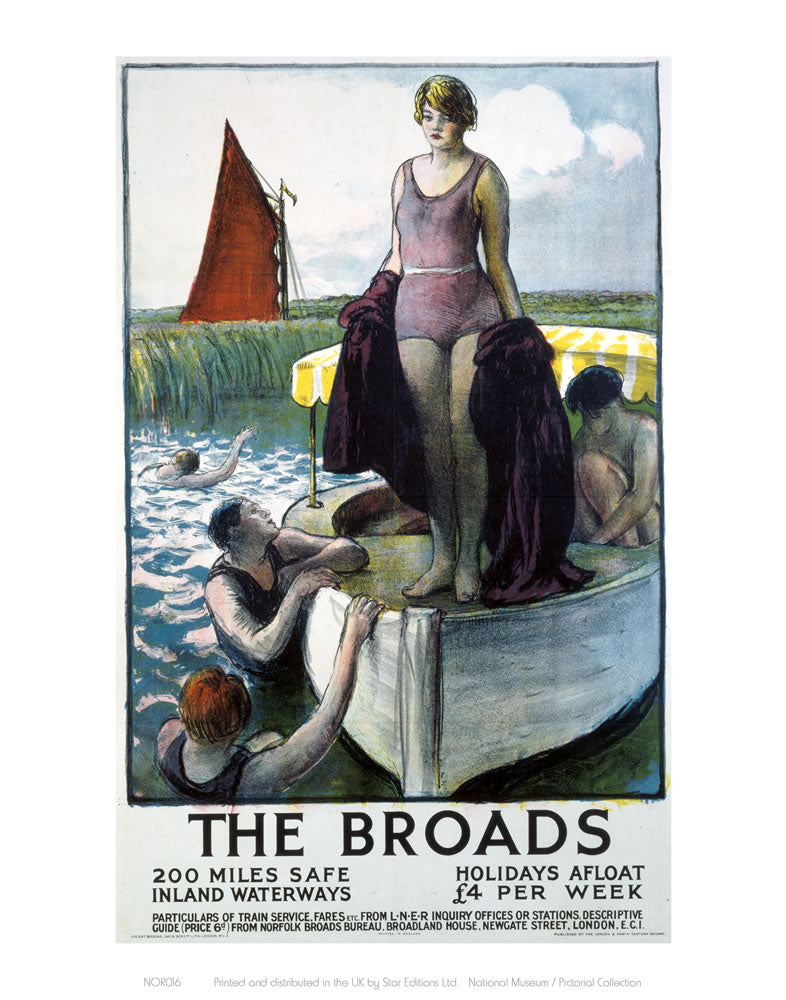 The Broads - Girl standing on boat 24" x 32" Matte Mounted Print