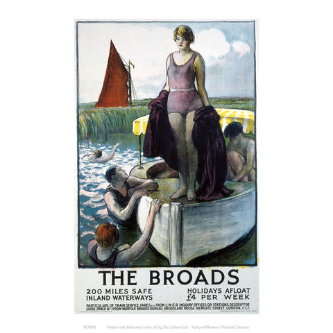 The Broads - Girl standing on boat 24" x 32" Matte Mounted Print