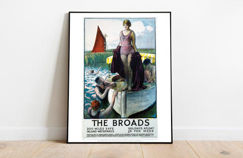 The Broads - Girl Standing On Boat - Premium Art Print