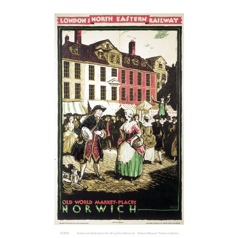 Old World Market Place Norwich 24" x 32" Matte Mounted Print