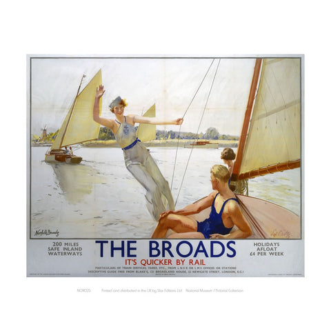 The Broads Girl Waiving from Boat 24" x 32" Matte Mounted Print