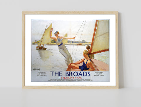 The Broads Girl Waving From Boat - 11X14inch Premium Art Print