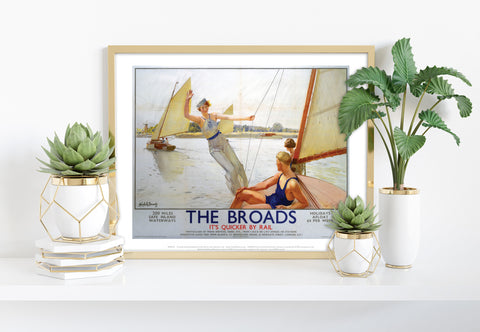 The Broads Girl Waving From Boat - 11X14inch Premium Art Print