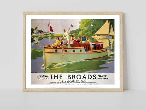 Broads People Waiving From Boat - 11X14inch Premium Art Print