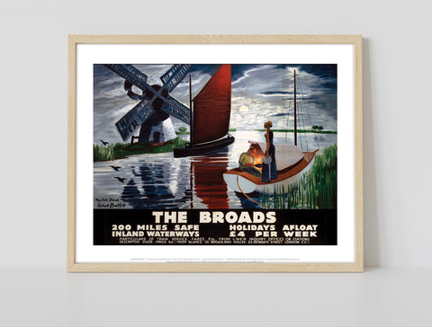 Broads Getting Dark, Two People On Boat - Premium Art Print