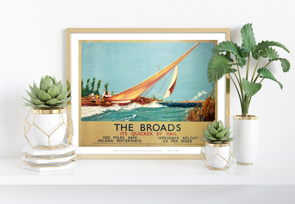 Broads Boat Blowing To Side - 11X14inch Premium Art Print