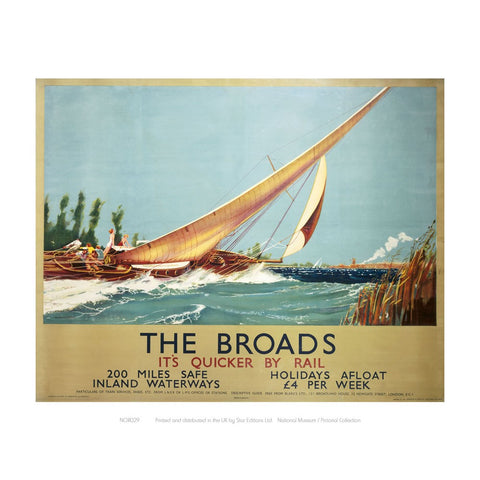 Broads Boat Blowing to Side 24" x 32" Matte Mounted Print